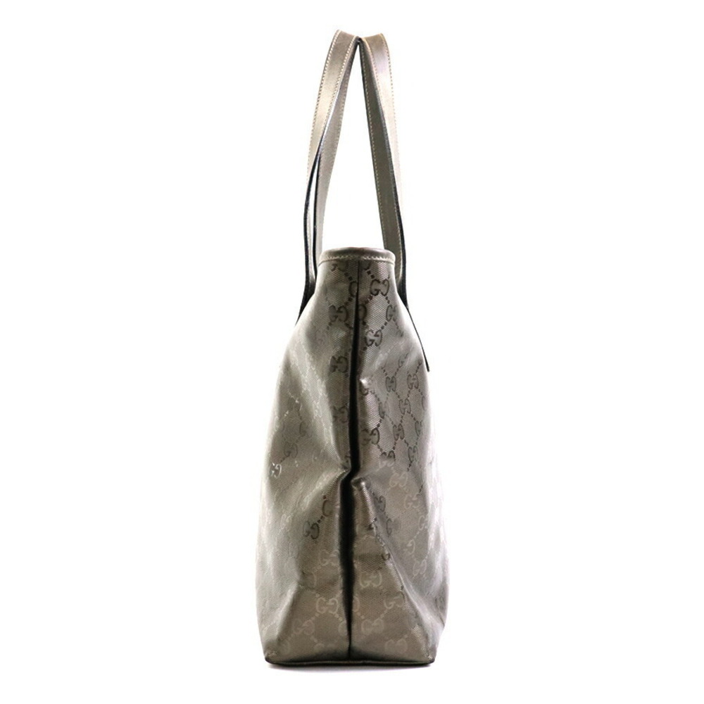 Gucci leather Khaki shoulder Imprime metallic Green tote bag GG